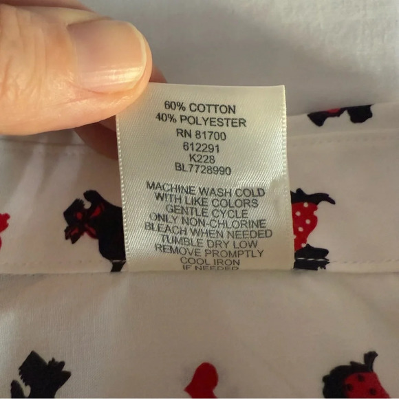 Blair White Long Sleeve Top Scottie Dogs Valentine Heart Casual Size Medium - Picture 6 of 7